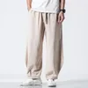 Byxor 2022 Summer Men Cotton Linen Pants Casual Loose Long Pants Wide Ben Benbyxor Male Chinese Style Baggy Pants Big Size M6XL 7XL