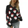 Pulls pour femmes Femmes Noël Pull tricoté Mignon Santa Head Motif Crewneck Pull Longue Tunique Sweats à capuche Veste polaire Top léger