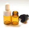 Storage Bottles Fashion Mini Cute Amber Glass 2ml Dropper Bottle With Pure Essential Oil Vials 300pcs/lot