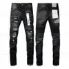 Mens Purple Jeans Designer Jeans Fashion Distressed Ripped Bikers Womens Ripped High Street Brand Patch Hole Denim Cargo for Men Black Pants