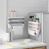 Estantes de cocina de plástico para refrigerador, almacenamiento de película adhesiva, estante de corte, cortador de envoltura, láminas de estaño, soporte para toallas de papel, estante de cocina, soporte para colgar Y2