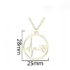 Pendant Necklaces Round Stainless Steel Heartbeat Necklace Chains Gold Ring Paw Heart Beat For Women Men Fashion Jewelry Drop Delive Dhrxi