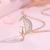 Hanger Kettingen Schattige Dieren Kat Maan Ketting Charme Liefhebbers Ketting Kitten Lucky Sieraden Voor Vrouwen Gift331S