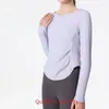 Camicie attive AL0Zen Top sportivo Abbigliamento da yoga Grembiule da donna a manica lunga per fitness ad asciugatura rapida per allenamento Pilates con logo del marchio