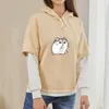 Hoodies femininos feminino cobaia impressão retalhos manga longa pullovers bonito animal gráfico outono inverno bloco de cor dos desenhos animados camisolas