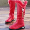 Stiefel Warme Pelz Plüsch Schnee Frauen Winter Schuhe Hohe Stiefel Weibliche Wasserdichte Leder Rindsleder Haar