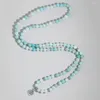 Strand oaiite 8mm naturfärgad Amazon Stone Armband Wrapped Meditation Prayer Charm smycken 108 pärlor mara för män kvinnor