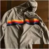 Women's Leggings Womens Two Piece Pants Designer Hoodie Oversized Rainbow Stripe Long Sleeve Sweatshirt Zipper Pocket Coat Jacket Spring Casual Upgr Dhx8v