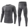 Ensemble de sous-vêtements thermiques pour hommes, sans couture, serré, tactique, fonction de cyclisme, entraînement thermique en plein air, respirant, Long