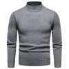 Männer Pullover 2024 Herren Hoher Kragen Casual Pullover Herbst Winter Einfarbig T-shirt Bodenbildung Schwarz