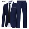 Men Blazers Sets 2 Pieces Wedding Elegant Formal 3 Suits Full Business Korean Pants Blue Coats Jackets Luxury 231229