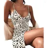 Casual Dresses Vintage Leopard Women's 2023 ärmlösa kläder Summer Fashion Slim Fit Empire Sexy Prints Camisole Women Dress