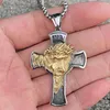 Pendentif Colliers Mode Vintage En Acier Inoxydable Jésus Croix Collier Hommes Garçons Visage Chaîne Amulette Bijoux En Gros