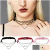 Chokers halsband choker för kvinnor hjärta retro läder krage halsband mode hip hop smycken grossist will och sandy drop ship de dh5lp