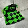 Winterwol gebreide designer schoudertas voor dames Borduren Mar Zachte grote tassen Damesmode handtassen met lederen tas