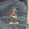 American Cartoon Embroidered Jeans Men Street Fashion Joker Straight Pants Unisex Punk Rock Denim Trousers 231229