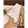 Table Napkin 12Pcs Napkins Wedding Party Dinner White Cloth Restaurant Home Cotton Linen Handkerchie 4 Size Drop Delivery Garden Text Dhrun