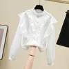 Kvinnor BLOUSES Women Spring Shirt 2023 Long Sleeve Top Design Versatile Super Fairy Chiffon D3013