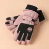 Five Fingers Gloves Women Leather Five Fingers Gloves Winter Short Fleece Glove Warming Thickened Glove Trendy Stylish Protective Gloves Present