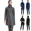 Set Müslüman Mayo Kadınlar Mütevazı Hicam Uzun Kollu Spor Mayosu Plus Boyut İslam Burkinis BRA ile Giyim Mayo Takım