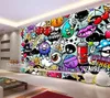 Moderne creatieve kunst graffiti muurschildering behang voor kinderen039s kamer woonkamer interieur aangepaste grootte 3D geweven muur Pap8707972