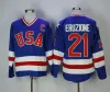 Maglie da hockey su ghiaccio USA retrò 1980 17 Jack Ocallahan 21 Mike Eruzione 30 Jim Craig Colore blu bianco cucite uniformi da corsa