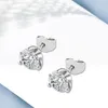 Серьги-гвоздики из 100% настоящего муассанита VVS1 для женщин 0 3 0 5 1 2ct D Цвет стерлингового серебра 925 пробы Классические корейские изысканные ювелирные изделия281t