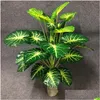 Decorative Flowers Wreaths 95Cm 24 Heads Large Artificial Monstera Plants Palm Tree Fake Leaves Plastic Jungle Plant Branch For Ho Dhgau