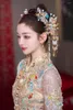 Hårklipp kinesiska hårband tiaras huvudstycke för kvinnor tofs blommor hårnålar gafflar vintage hanfu bröllopstillbehör smycken