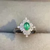 Cluster Rings High Quality Emerald Ring Natural And Real 925 Sterling Silver Fine Jewelry