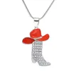 Zink Eloy Metal Hat Boot Necklace Colorful Boots Hängen Bail Snake Chain Halsband för souvenir Cowboys Cowgirls Gift Jewelry214h