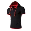 Homens camisetas de manga curta homens fitness muscular com capuz musculação camisa de secagem apertada tops casual verão para roupas