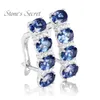 Stud Stone's Secret Elegant Created Tanzanite 925 Silver Earrings Hot Sell Dropshipping Fine Jewelry