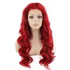 Wigs Long Wavy Red Heat Friendly Natural Lace Front Synthetic Wig