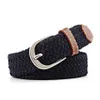 Belts Men Women Casual Knitted Pin Buckle Belt Woven Canvas Elastic Stretch Plain Webbing 2021 Fashion 100-120cm201A