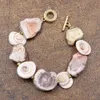 Bransoletki gg biżuteria naturalna różowa różowa botswana agate samorodka konch skorupa perła bransoletka ręcznie robiona słodka dla kobiet
