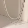 Ketten Minar Trendy Doppelschichten Twisted Rope Chain Herringbone Halskette Für Frauen Mann Unisex Titanstahl Silber PVD Überzogener Schmuck