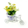 Vases Excellent White Tricycle Bike Flower Basket Container For Plant Home Decor Vase