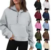 Sweatshirts 1s48 Dames scuba hoodie herfst winter yoga pak halve rits dames sporttrui losse gymjas fitness korte pluche jas sweats2