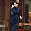 Abbigliamento etnico Stile tradizionale cinese Abito Qipao Split Donne sexy Velour Cheongsam Abiti Mujer Abiti eleganti Estilo Oriental