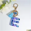 Anahtar halkalar initivter anahtarlık anahtarlık reçine mavi aşk el yapımı kristal epoksi kelebek püskül kolye kadınlar için kızlar bırak