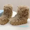 Gabardine Boots Designers Apres Ski Femme Brown Nylon Puff Boot Cordon Amovible Rembourré Pile Doublure Émaillé Triangle En Métal Bottes Courtes À Semelles Épaisses