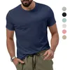 남성용 T 셔츠 2023 여름 단색 회전 패션 캐주얼 둥근 목 짧은 슬리브 티셔츠 탑 사용자 정의 가능한 로고