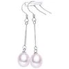 Dangle Earrings Tear Drop Jewelry 925 SterlingSilver Long Earring For Women Gift 8-9mm Natural Freshwater Pearl Spez