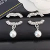 Fashion Womens Designer Earrings Studs Women Crystal Brand Letter 925 Silver Plated Wedding Jewelry Crystal Pearl Earring Eardrop Party Gifts