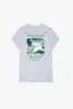 23 sommar ny fransk nisch zadig voltaire2024 grön gitarr vit bläck digital tryck kvinnors runda hals bomull kortärmad t-shirt