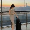 Women Designer Casual Dresses O Neck Sexy Sleeveless New Luxury Clothing Bodycon Dress Party Beach Wear