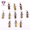 Tiger Eye Stone Earring Accessories Pendant Halsband Rostfritt stål Runda bollhuvud Angelformad Natural Stone Amethyst Obsidian Agate Round Ball Pendant