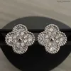 Designer Clover Studs Boucle d'oreille Vintage Trèfle à quatre feuilles Charm Boucles d'oreilles Retour Nacre Acier inoxydable Goujons d'or Agate pour les femmes Bijoux de mariage Cadeau bon