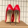 Klänningskor designer kvinnor 12 cm metallpumpar glansigt rött patent stilettos höga klackar ol kontor damer pekade tå unisex plus size46